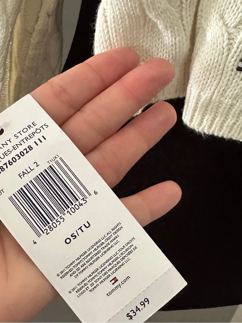 Tommy Hilfiger Off-White Cable Knit Scarf